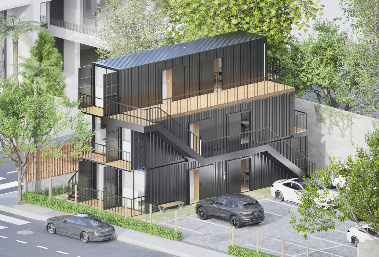 Prédio modular em container da Sette Casas